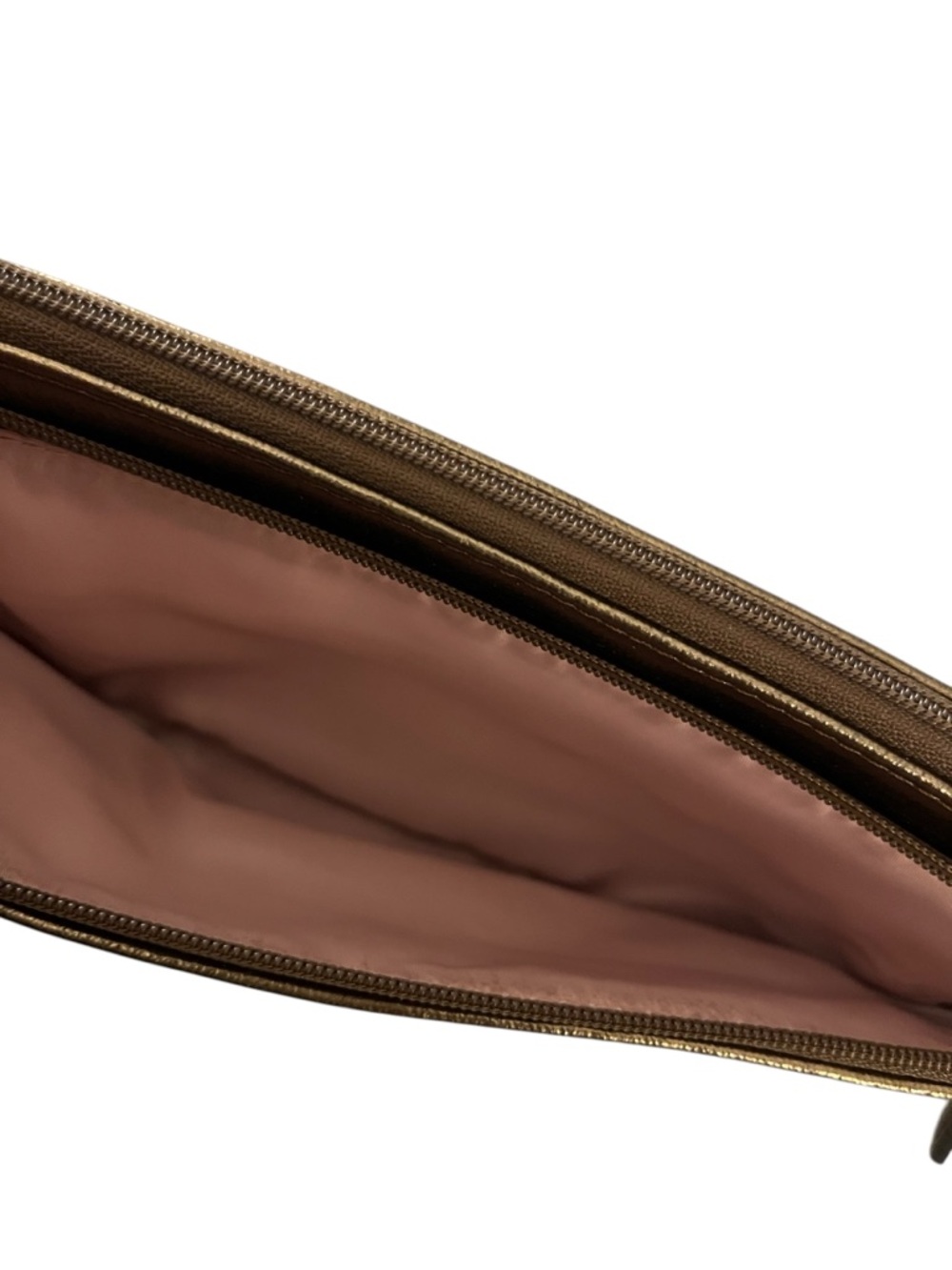 Coach Beige Double Zip Wristlet with Metallic - Signature C design - Picture 4 of 6